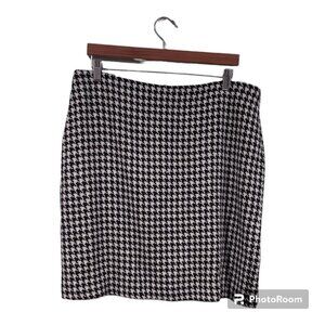 Geoffrey Beene Black & White Houndstooth Pencil Skirt Size 14